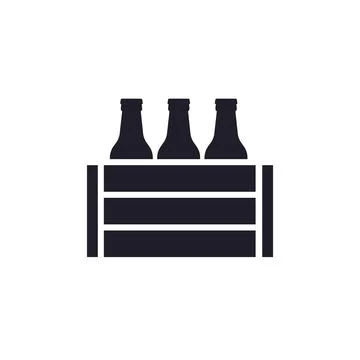 Beer box icon, bottle crate on white Stock Illustration
