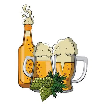 Beer brewery elements 스톡 일러스트