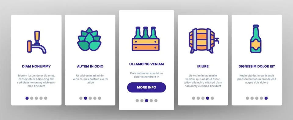 Beer Brewery Elements Vector Onboarding Stock Illustration
