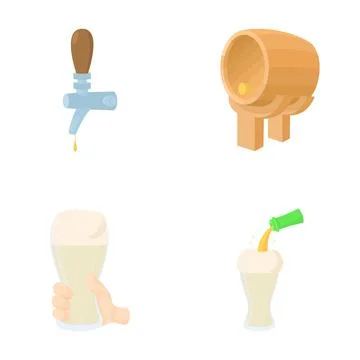 Beer brewing and drinking process vector illustration set Stock Illustration
