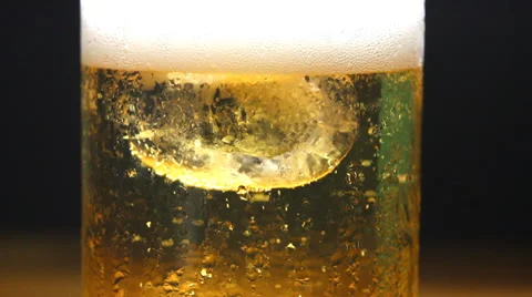Beer bubble in glass. Stock Footage 35870942