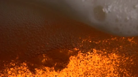 Beer Bubbles And Foam Closeup. Slow Motion Stock-Footage 147546433