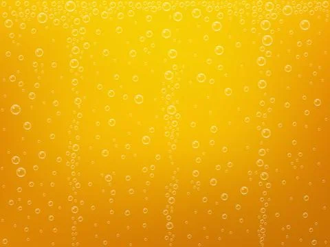 Beer bubbles background. Realistic beer texture. Yellow alcohol wallpaper. Co Stock Illustration