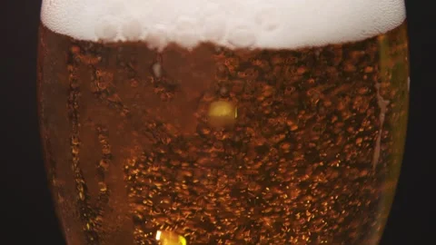 Beer With Bubbles close up shot Stock Footage 243608288