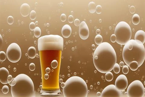 Beer with bubbles. A glass of beer on a background of beer bubbles. Stock Illustration