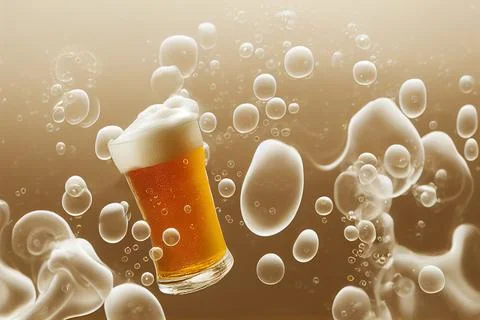 Beer with bubbles. A glass of beer on a background of beer bubbles. Stock Illustration
