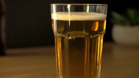 Beer Bubbling Close up in a Bar. Stock Footage 82139043