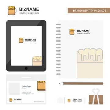 Beer  Business Logo, Tab App, Diary PVC Employee Card and USB Brand Stationar Stock Illustration
