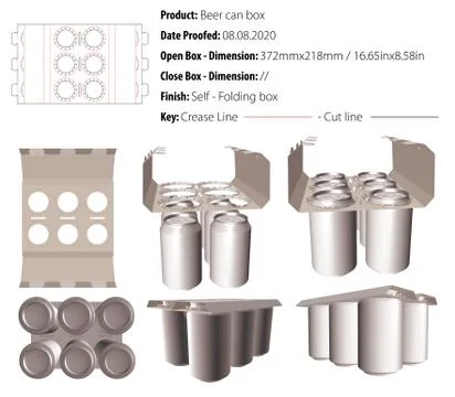 Beer can box packaging design template selflock die cut - vector Stock Illustration