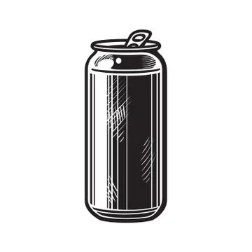 Beer can. Hand drawn vector illusration isolated on white. イラスト素材