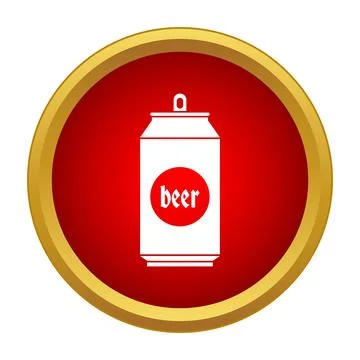 Beer can icon on red circle button Ilustración de archivo
