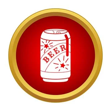Beer can icon vector graphic with red gold circle Illustrazione stock