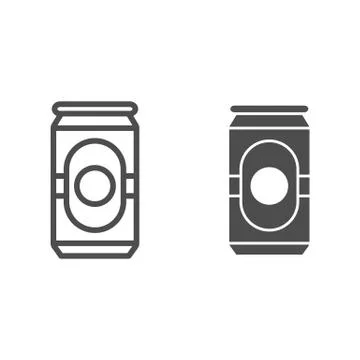 Beer in can line and solid icon, Oktoberfest concept, beverage can sign on white Stock Illustration