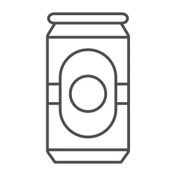 Beer in can thin line icon, Oktoberfest concept, beverage can sign on white Stock Illustration
