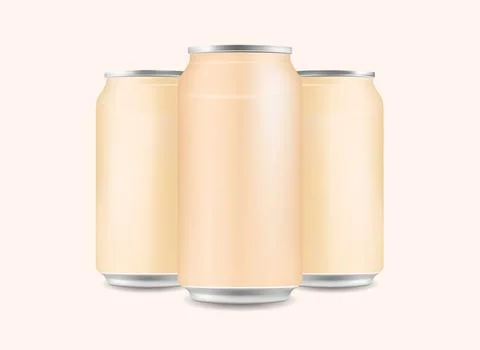Beer Cans Showcase Colored Shiny Mockup Template Metallic Packaging Illustration Stock Illustration