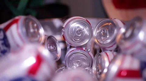 Beer cans slider shot Stock Footage 43850582