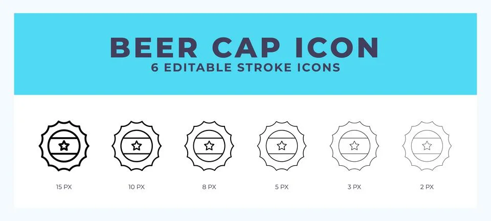 Beer cap icon in thin line. Bold line. Regular line. Editable stroke. Stock Illustration
