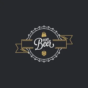 Beer cap logo. Craft beer stamp on black Stock Illustration