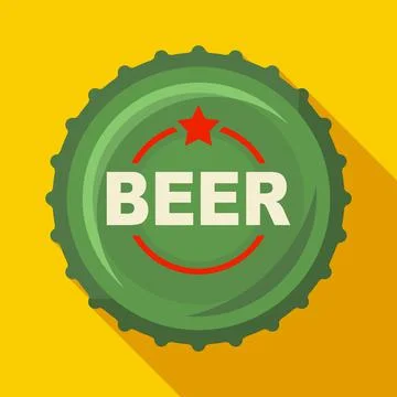 Beer cap with logo on a yellow background. Stock Illustration