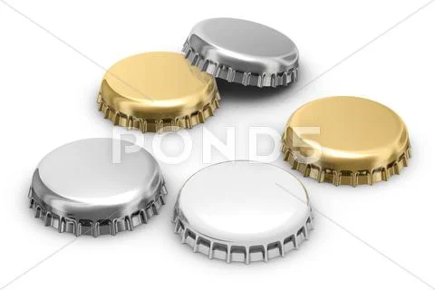 Beer caps (w clipping path) Stock Photos