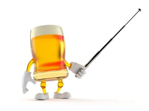 Beer character holding pointer stick Stock Illustration