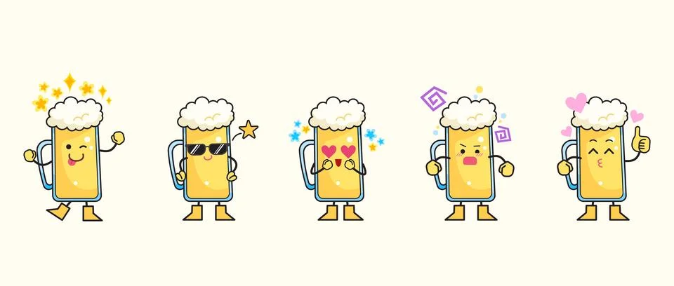 Beer character set bundle Stock Illustration