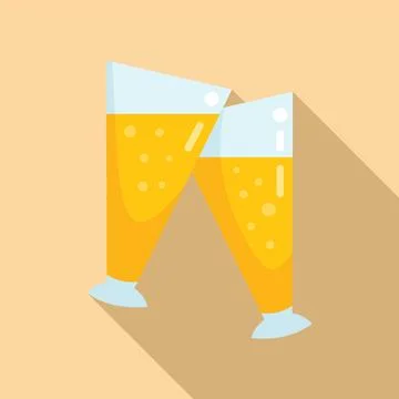 Beer cheers icon flat vector. Drink toast Stock Illustration