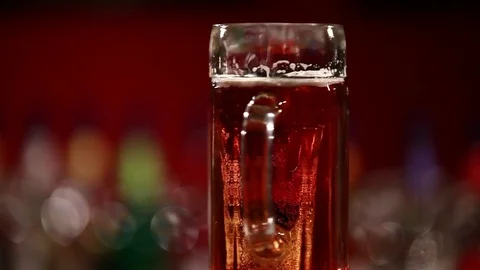 Beer cocktail Deep bomb on the table. Stock Footage 80309250