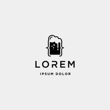 Beer code logo design bar coding simple line Stock Illustration