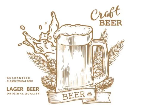 Beer comp mug brown Stock Illustration
