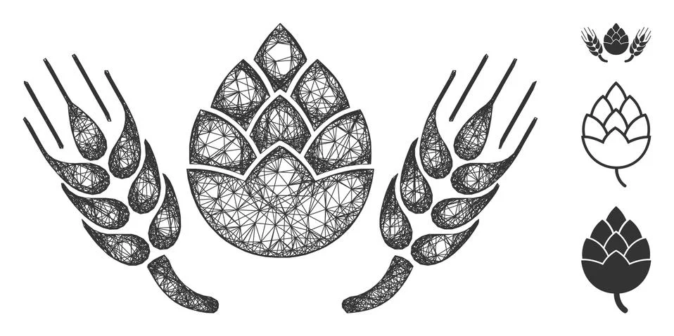 Beer Components Polygonal Web Vector Mesh Illustration Stock Illustration