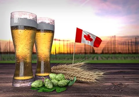 Beer consumption in Canada. 3D render Stockillustratie