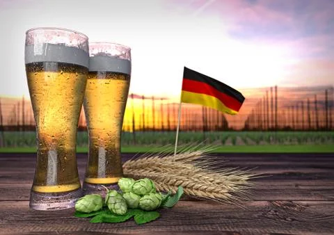 Beer consumption in Germany. 3D render Stock Illustration