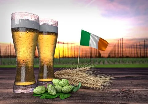 Beer consumption in Ireland. 3D render Stock Illustration