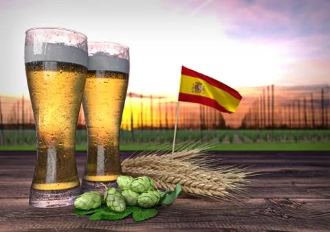 Beer consumption in Spain. 3D render Stock Illustration