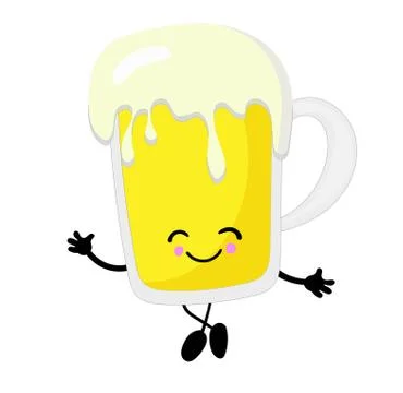 Beer is a cute character on a white background.. Stock Illustration