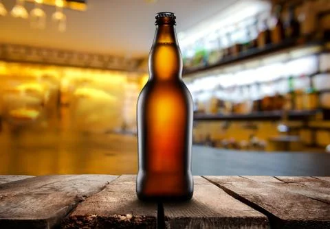 Beer on a dark pub Stock Photos