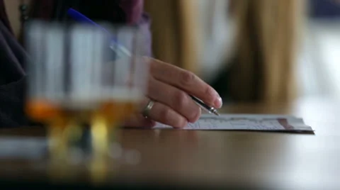 Beer Degustation. Wrighting in degustation list. Stock-Footage 51888888