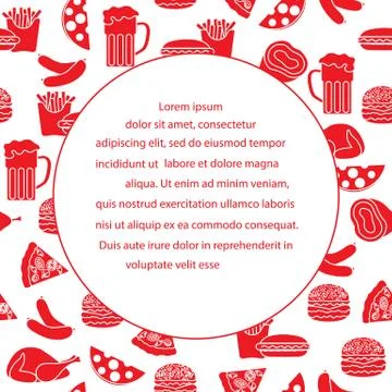 Beer, different types of food and fast food. Stock-Illustration