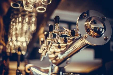 Beer dispenser in a pub Stock Photos