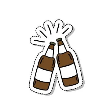 Beer doodle icon, sticker, vector illustration Stock Illustration