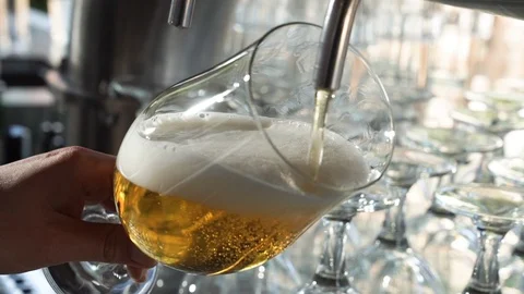 Beer Drafted from Tap Stock Footage 92672277