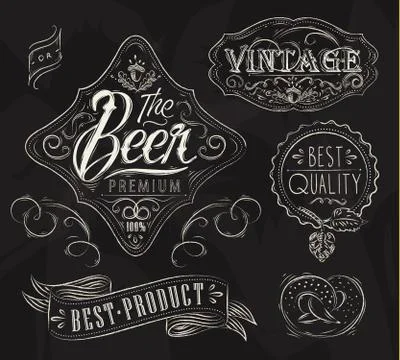 Beer elements chalk Illustrazione stock
