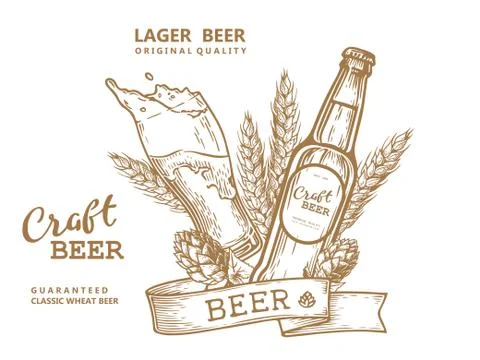 Beer emblem brown Stock Illustration