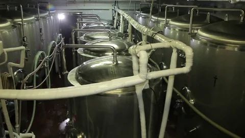 Beer fermentation tanks Stock Footage 80637178