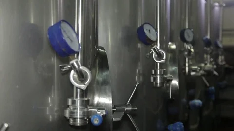 Beer fermentation tanks Stock Footage 80637254