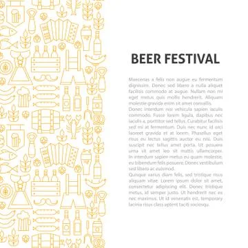 Beer Fest Line Pattern Concept Stock Illustration