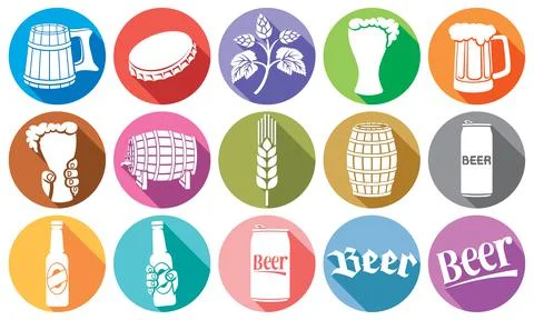 Beer flat icons collection Stock Illustration