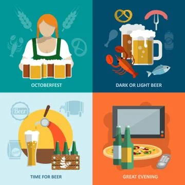 Beer flat set Stock Illustration