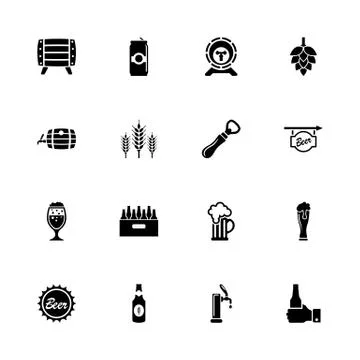 Beer - Flat Vector Icons Stock Illustration